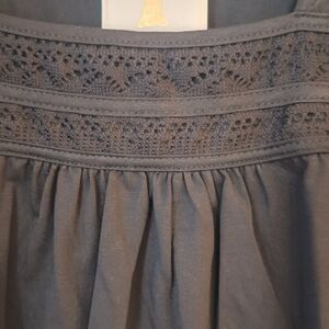 SMX Black Cotton Lace Trim Tee Short Sleeve Casual Top Size Large